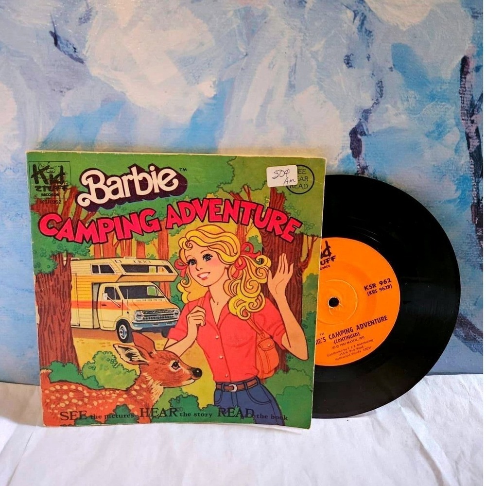 Vintage 1981 Barbie Camping Adventure Read-Along Book and Record Kid Stuff KSR